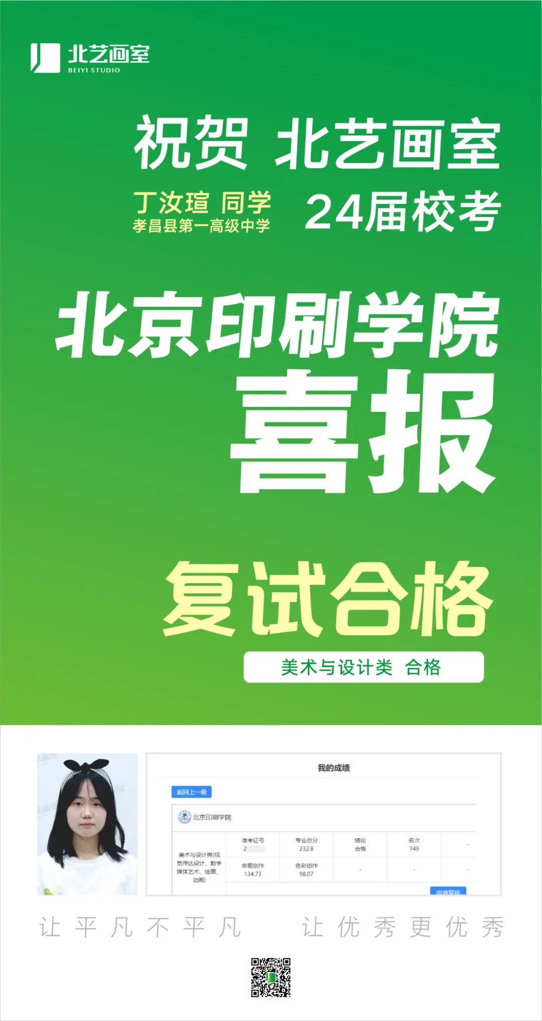 北藝畫室2024屆北京印刷學院復試優(yōu)秀學員
