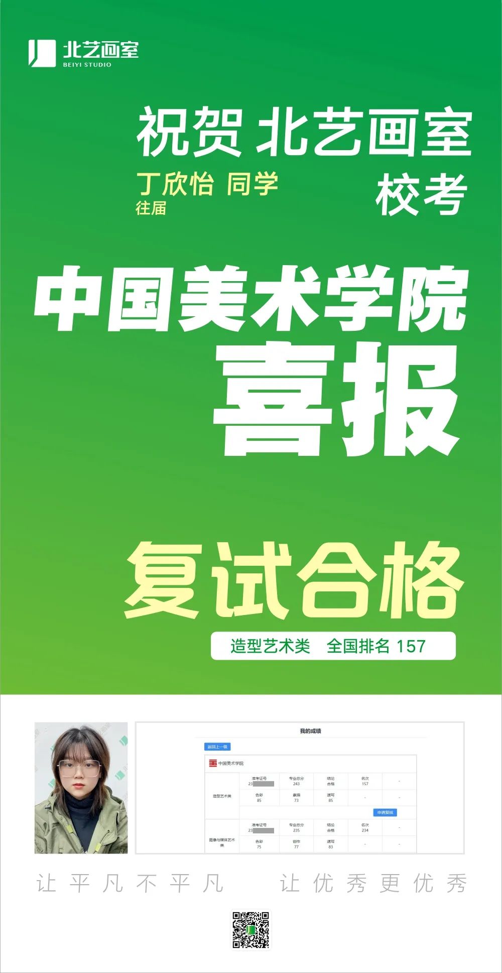 北藝國(guó)美?？紡?fù)試成績(jī)