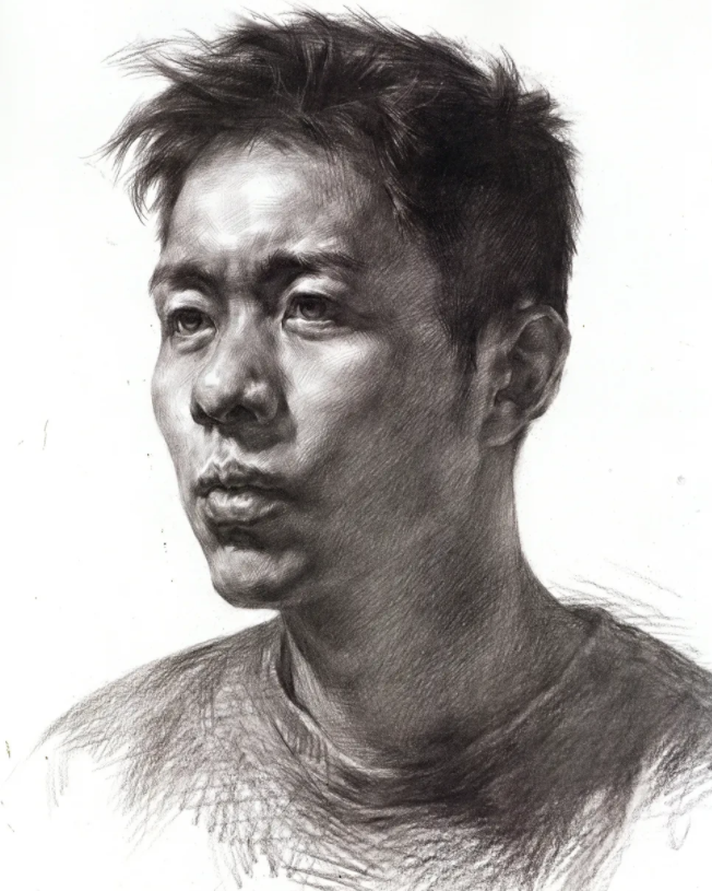 男青年素描頭像照片素材