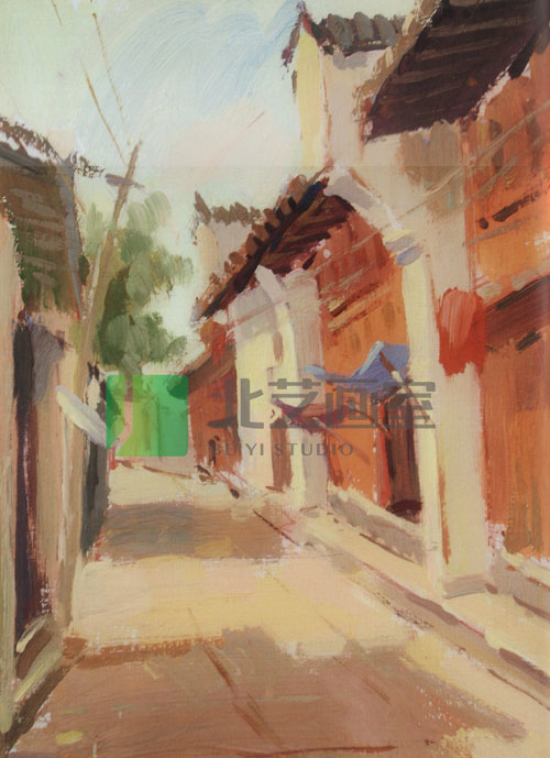 古鎮(zhèn)街景的畫法