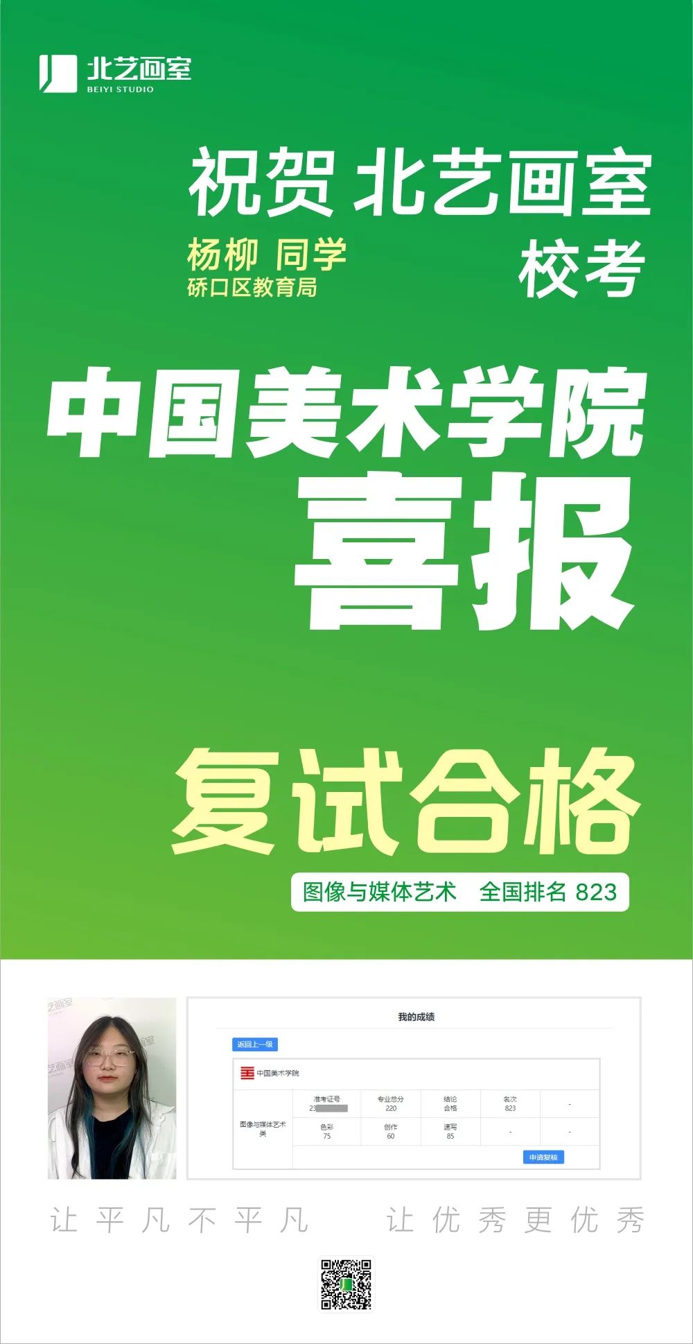 北藝國(guó)美?？紡?fù)試成績(jī)