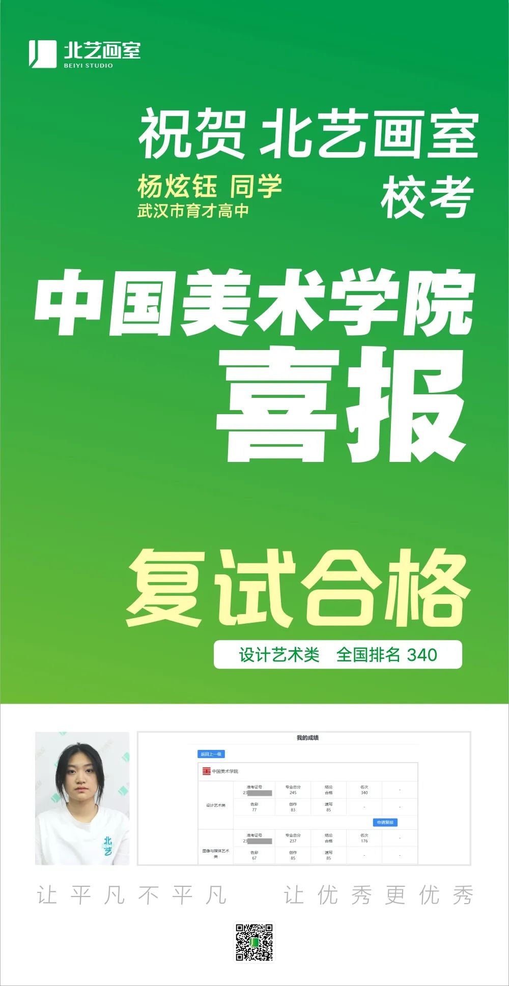 北藝國(guó)美?？紡?fù)試成績(jī)