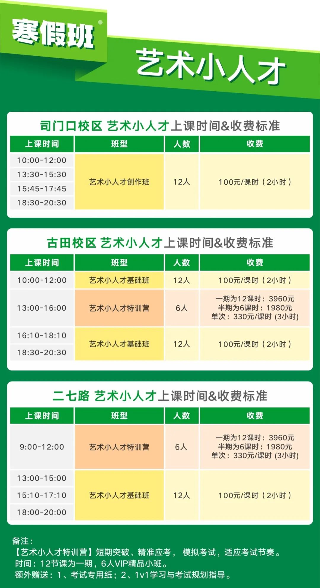 寒假班收費標準