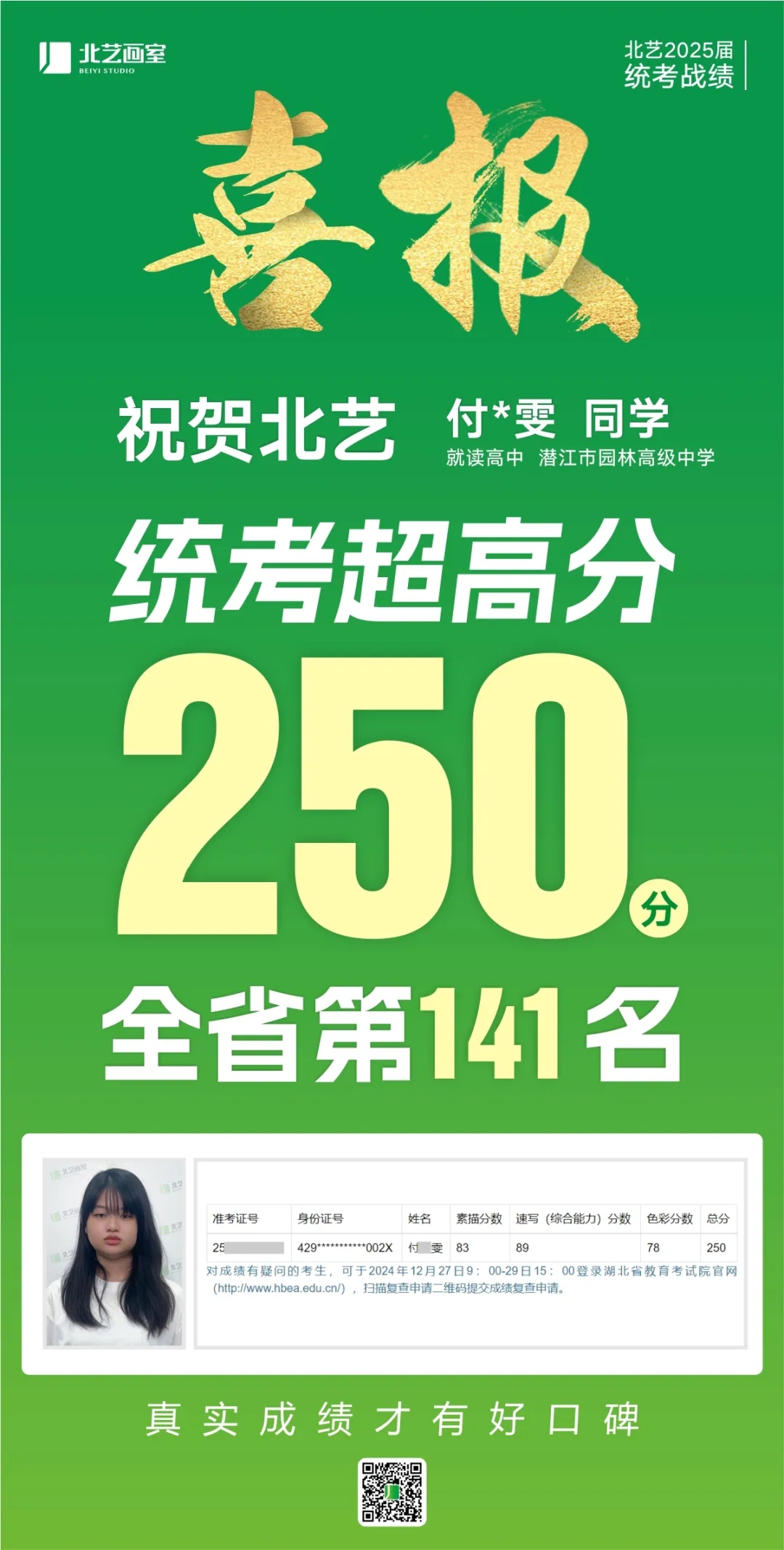 武漢北藝畫室2025屆美術(shù)統(tǒng)考成績