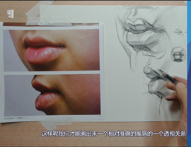 素描頭像（嘴唇的結(jié)構(gòu)及透視規(guī)律）畫法的講解示范