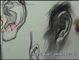 素描頭像（耳朵的結(jié)構(gòu)）畫法的講解示范