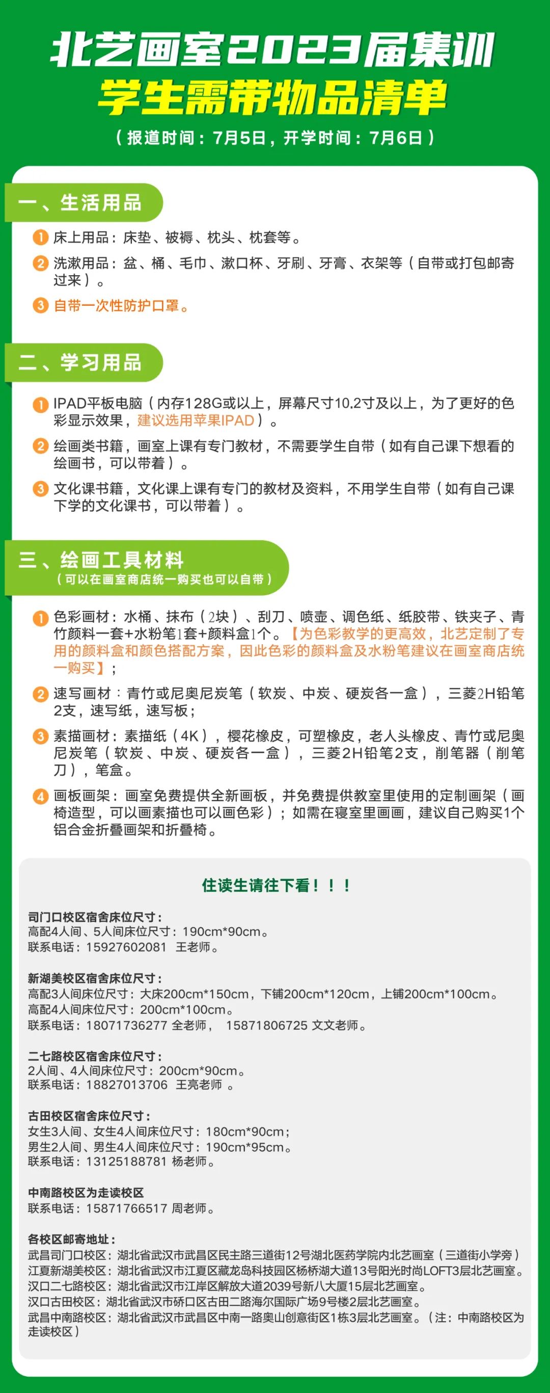 入學(xué)所需物品