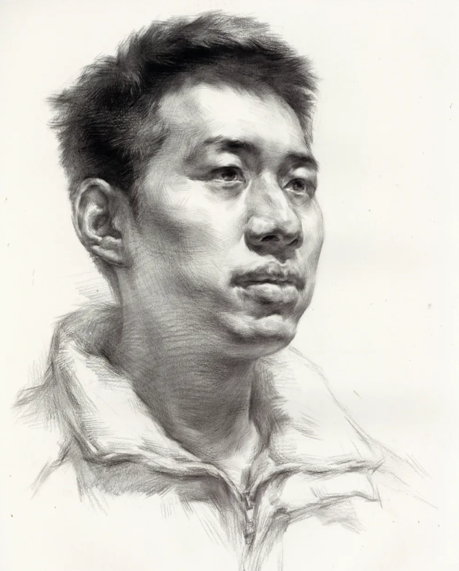 男青年素描頭像照片素材