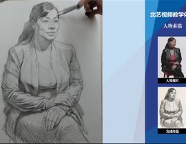 素描女中年半身像起形畫法的講解示范
