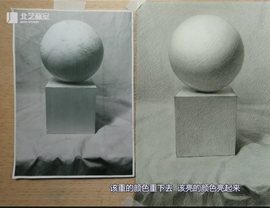 素描幾何體（正方體、圓球體組合）的講解示范