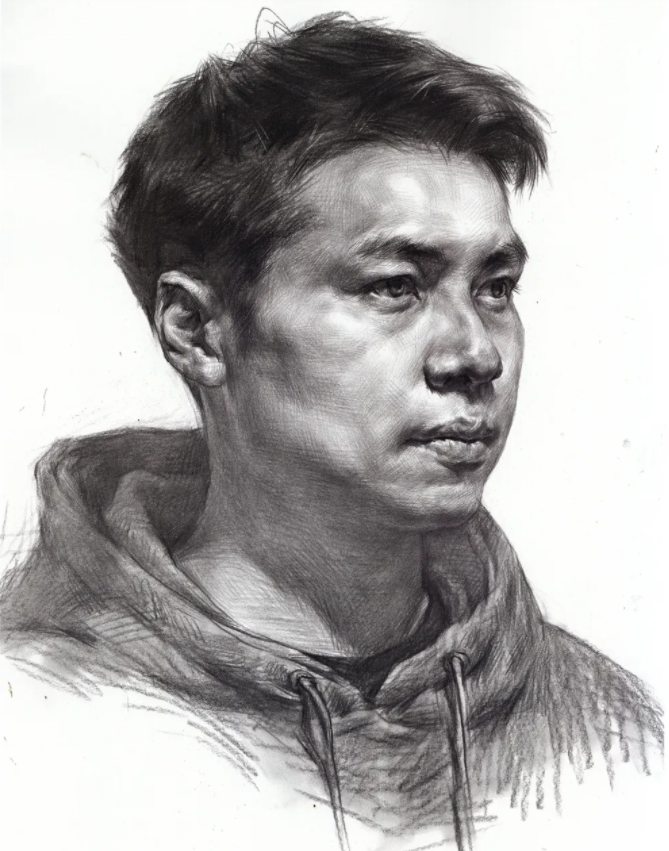 男青年素描頭像照片素材