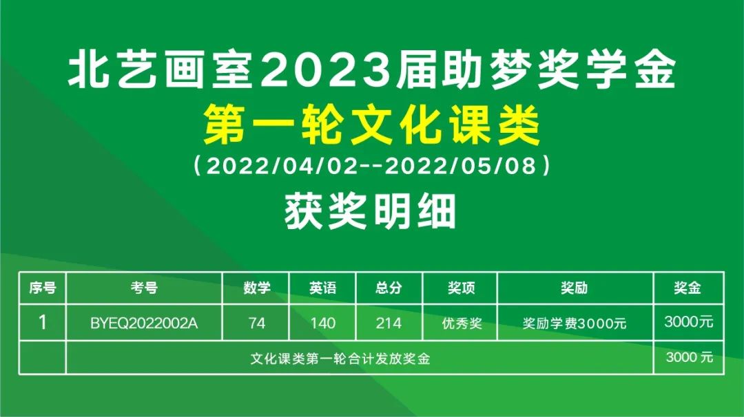 第一輪助夢獎學(xué)金【文化課類】獲獎名單